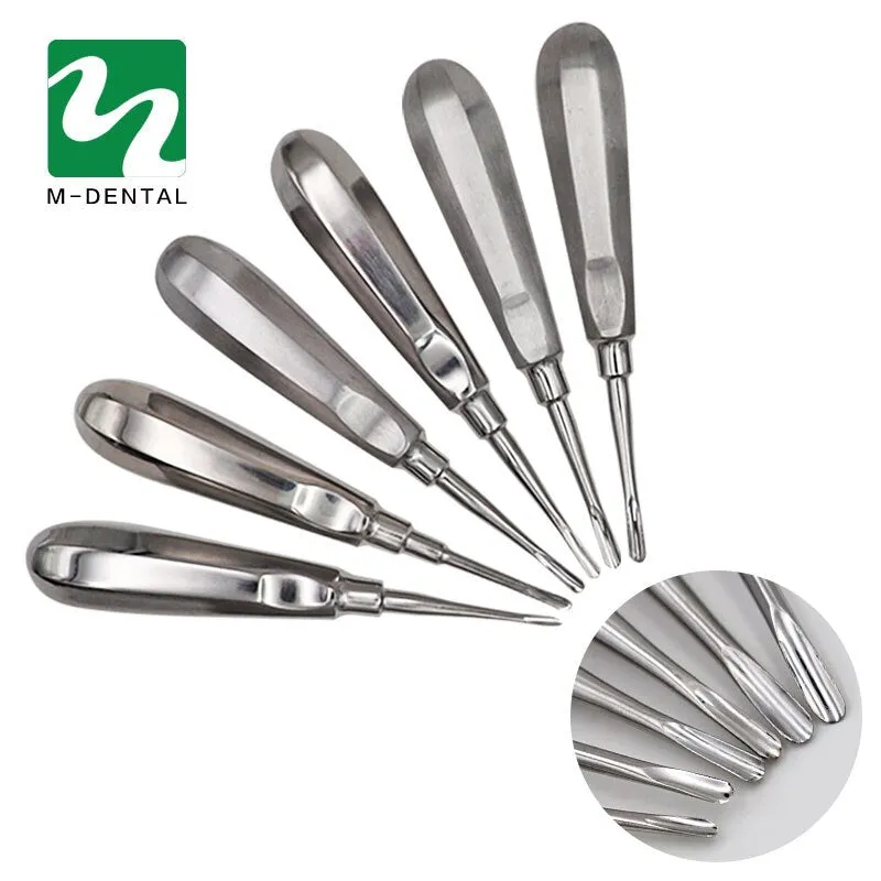 12Pcs Stainless Steel Dental Luxating Lift Elevator Teeth Clareador Curved Root Hexagon Handle Dentist Surgical Instrument Tool