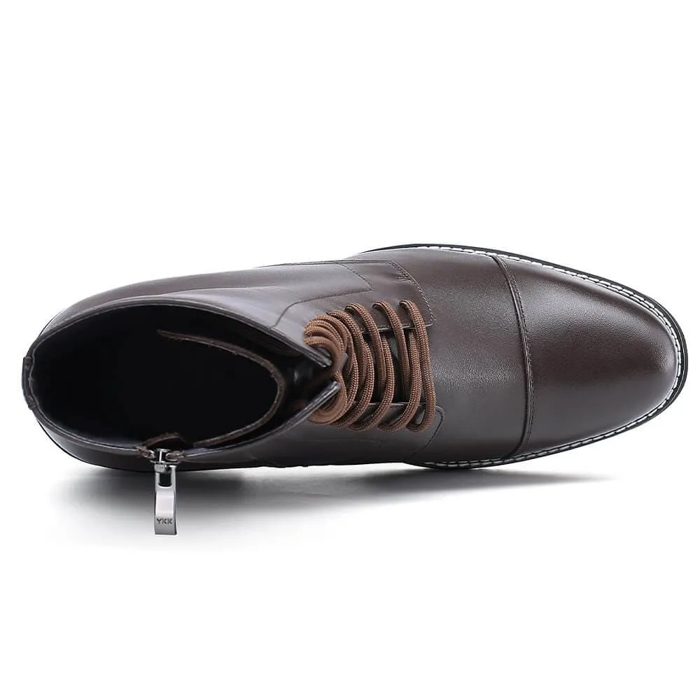 14 CM / 5.51 Inches CMR CHAMARIPA Elevator Shoes - Elevate Your Style with 5.51-Inch Brown High Top Boots for Men