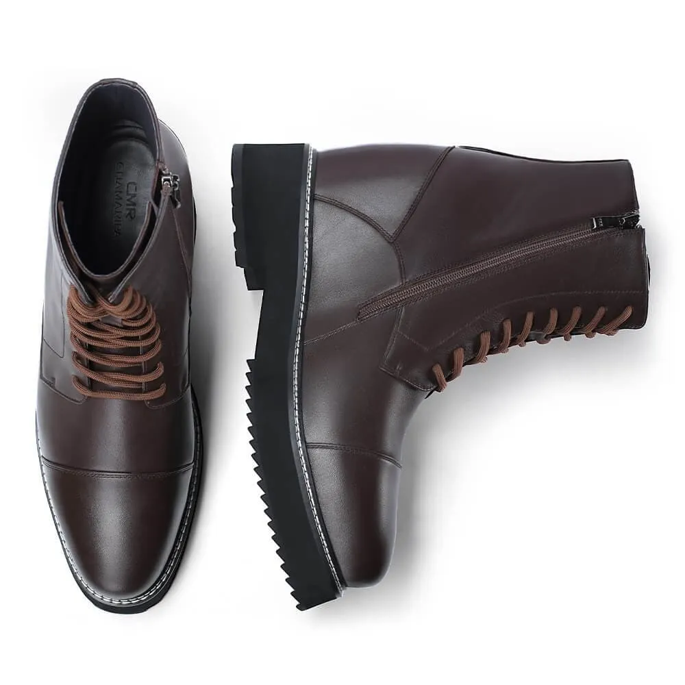 14 CM / 5.51 Inches CMR CHAMARIPA Elevator Shoes - Elevate Your Style with 5.51-Inch Brown High Top Boots for Men