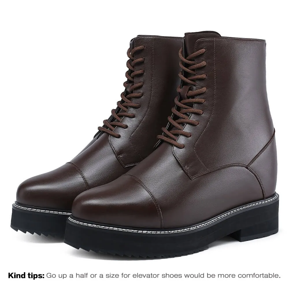 14 CM / 5.51 Inches CMR CHAMARIPA Elevator Shoes - Elevate Your Style with 5.51-Inch Brown High Top Boots for Men