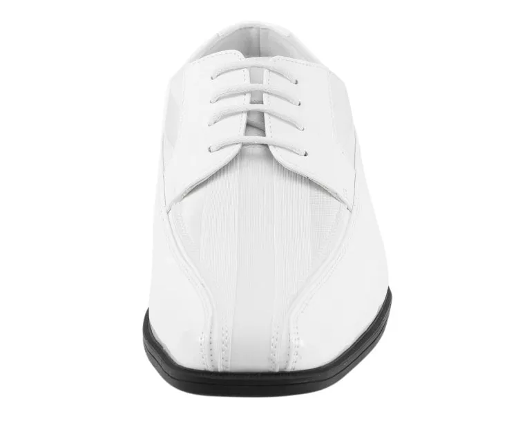179 White Men’s Patent Leather Derby Shoes