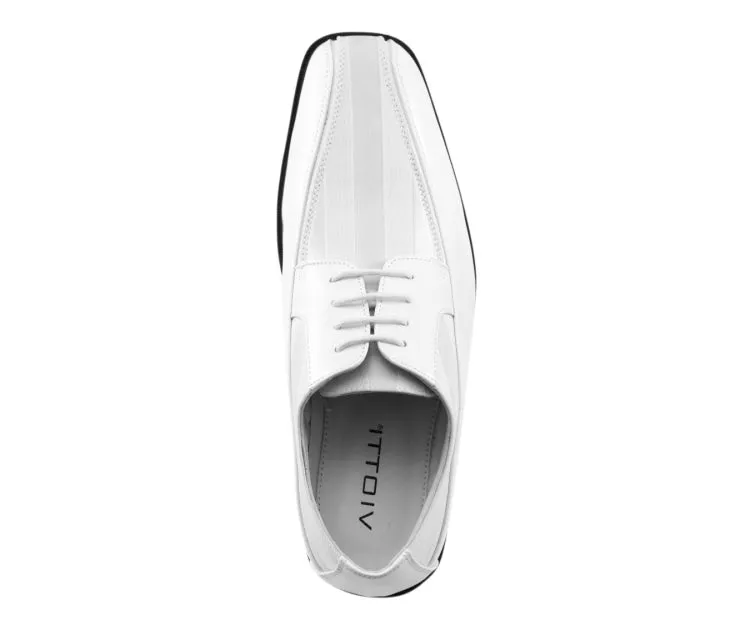 179 White Men’s Patent Leather Derby Shoes