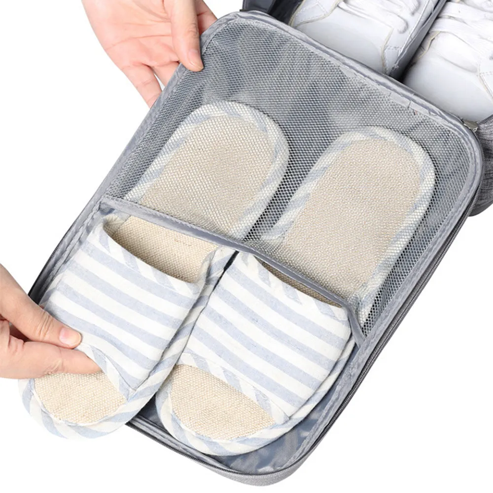 2-Pack Set Travel Environmental Water Resistant Shoe Pouches Portable Storage Bags Grey