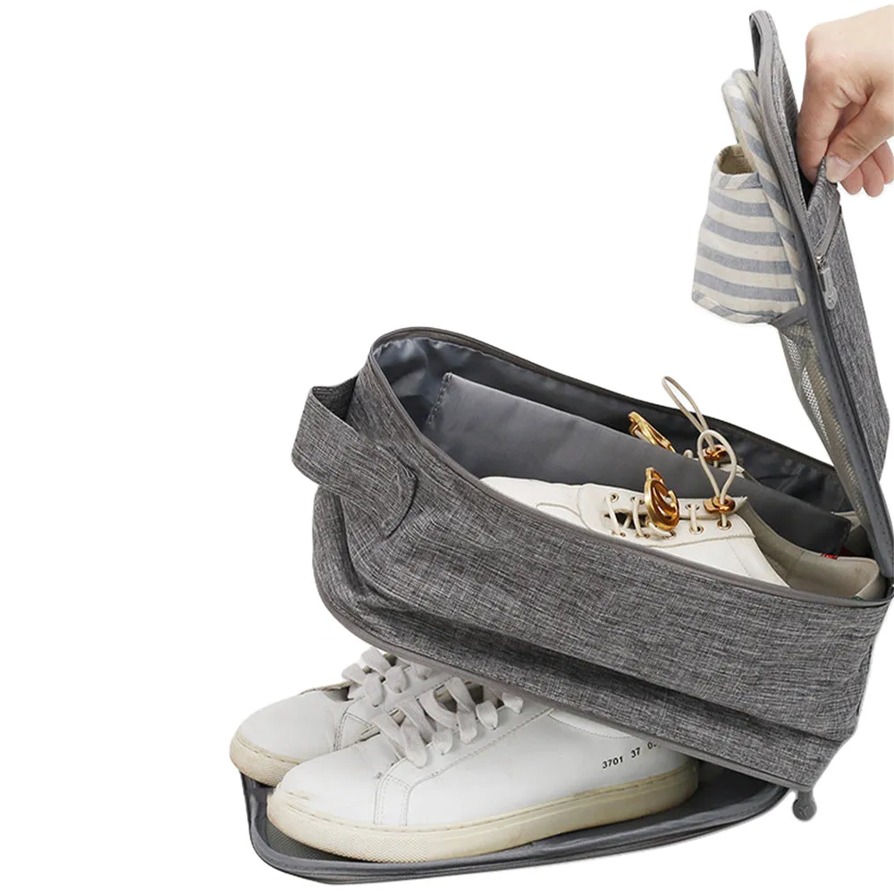 2-Pack Set Travel Environmental Water Resistant Shoe Pouches Portable Storage Bags Grey