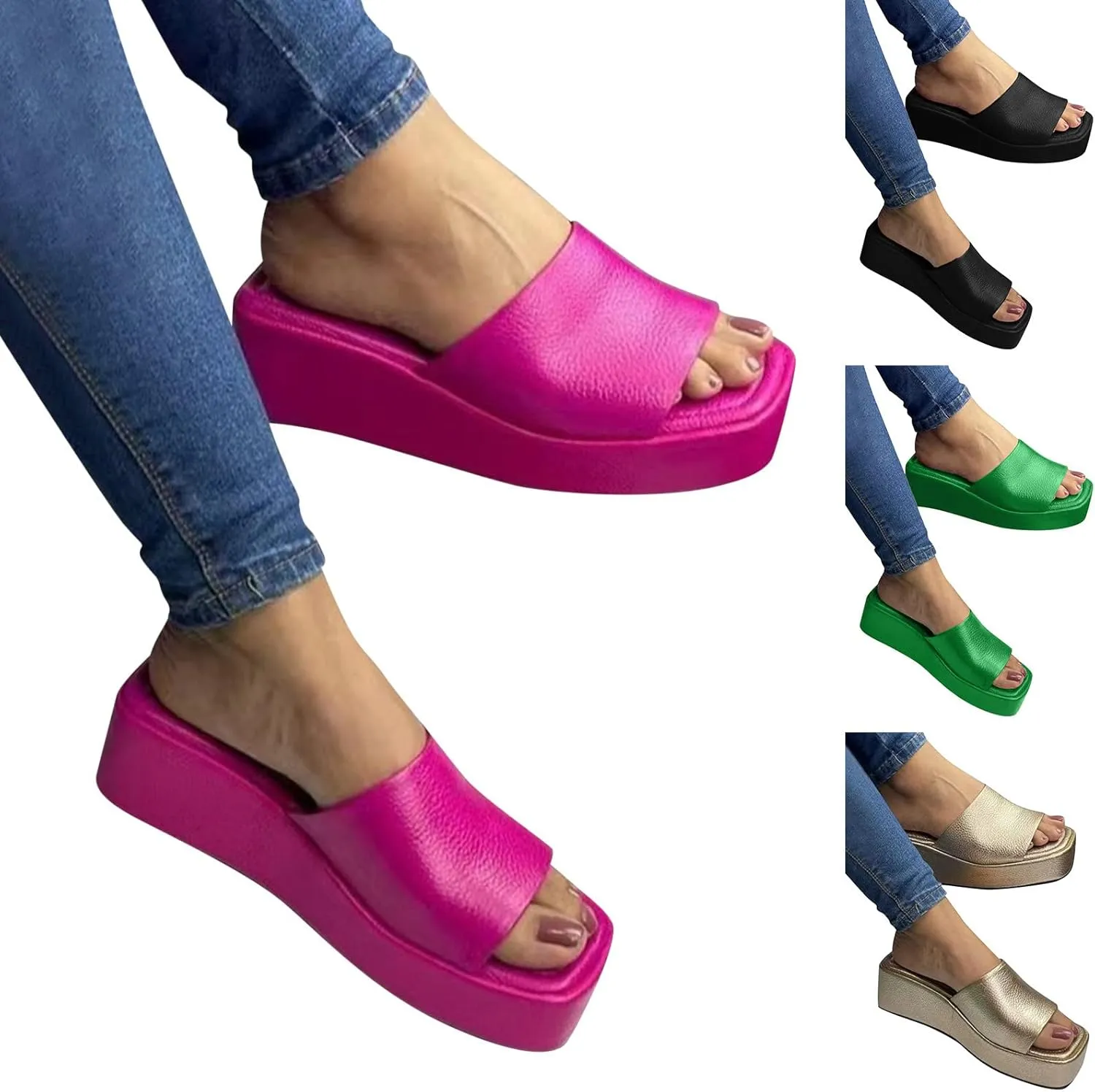 2025 Fashion Flat Womens Sandals Women Slippers Fashion New Pattern Color Summer Thick Bottom Flat Comfortable Large