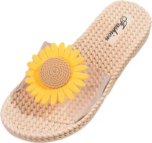 2025 Fashion Flat Womens Sandals Women's Summer Sunflower Beach Foreign Trade Slippers