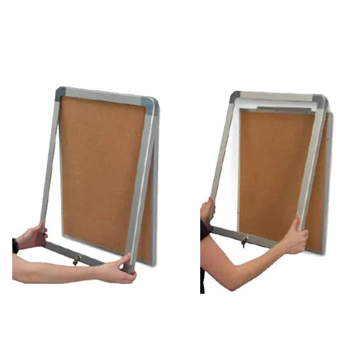 22x28 Elevator Bulletin Board with Safe Rounded Corners | Fast Change, Slim Lockable Lift-Off Frame Design