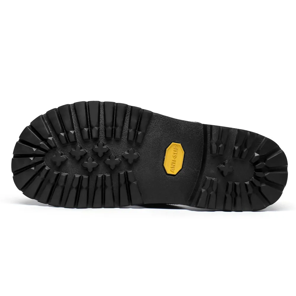 5CM/1.95 Inches - CMR CHAMARIPA Elevator Slippers - Black Leather Height Increasing Slippers For Men - Outdoor Indoor Slippers