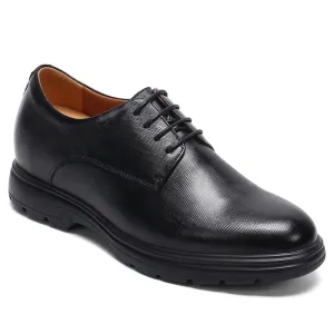 6 CM / 2.36 Inches CMR CHAMARIPA Men's Black Elevator Dress Shoes - Sleek Cowhide