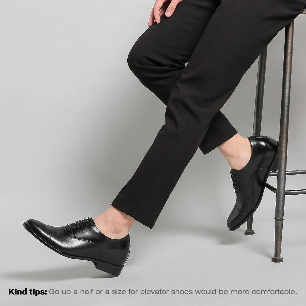 7 CM / 2.76 Inches CMR CHAMARIPA Elegant Oxfords Elevator Dress Shoes Cow Leather Wedding Shoes