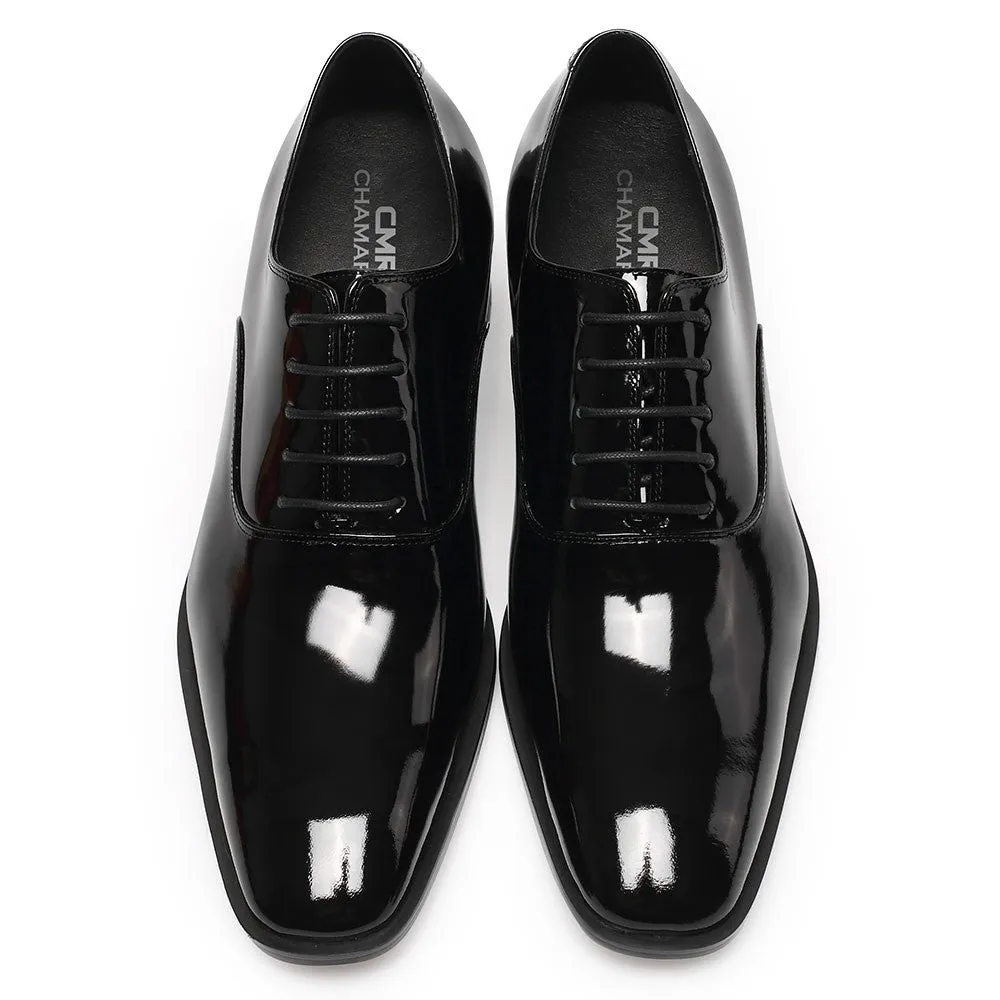 7 CM / 2.76 Inches CMR CHAMARIPA  Glossy Elevator Tuxedo Shoes Patent Leather High Increase Shoes