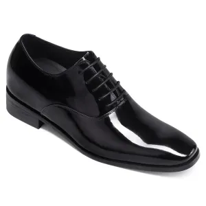 7 CM / 2.76 Inches CMR CHAMARIPA  Glossy Elevator Tuxedo Shoes Patent Leather High Increase Shoes