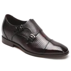 7CM/2.76Inches - CMR CHAMARIPA Height Increasing Dress Shoes For Men Grey Lizard Leather Shoes