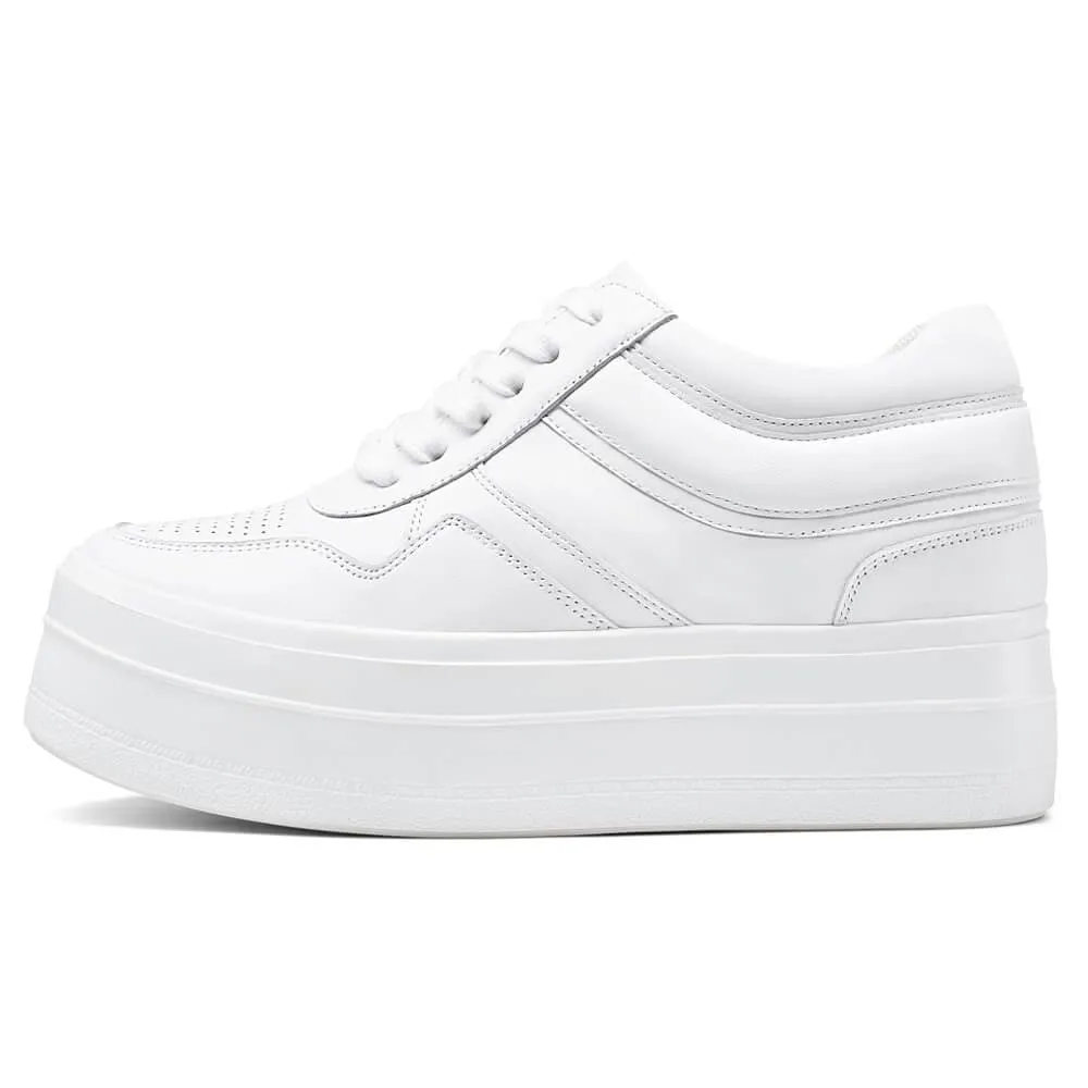 8 CM / 3.15 Inches CMR CHAMARIPA Elevator Shoes - Elevate Your Style with Women's White Wedge Sneakers - Boost Your Height