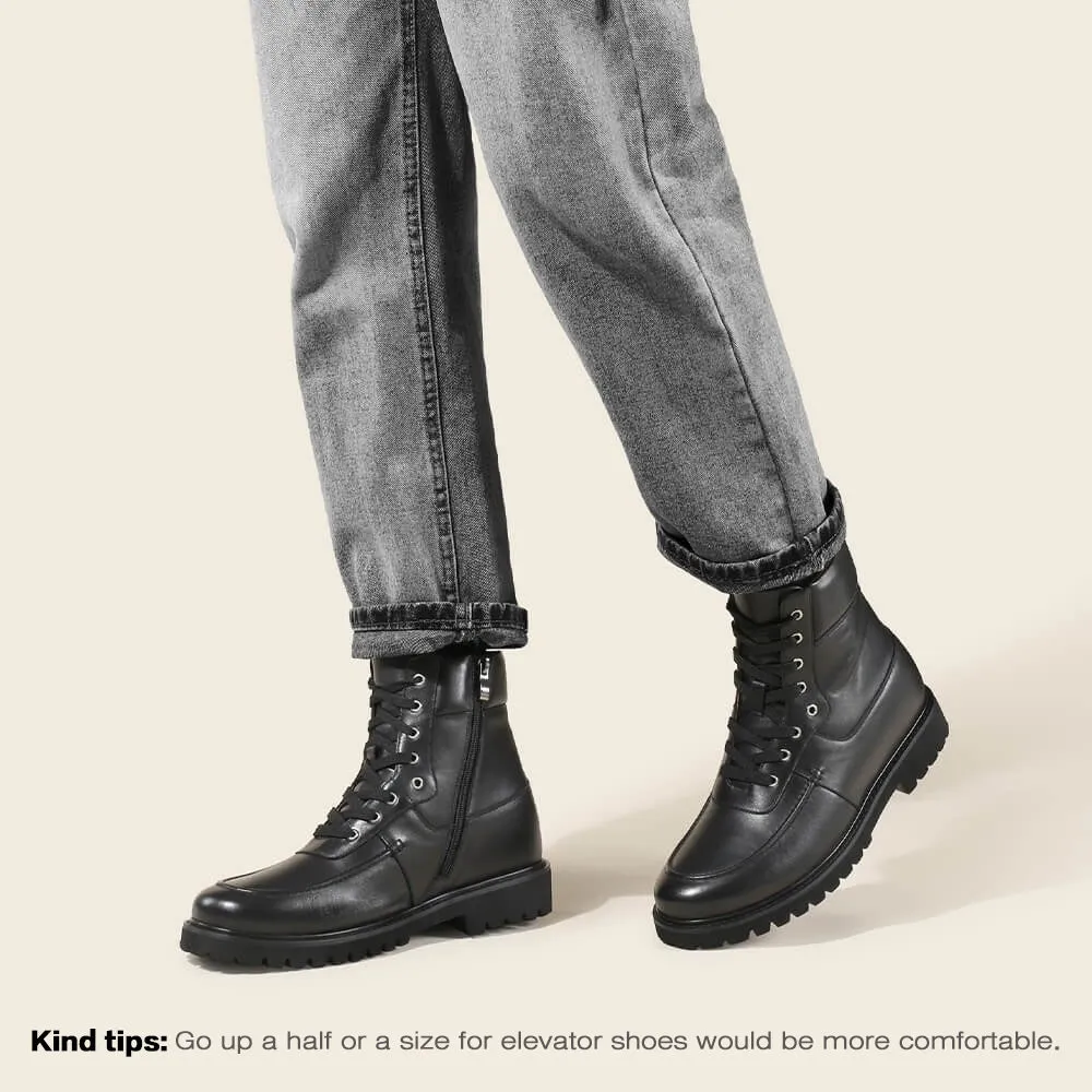 8 CM / 3.15 Inches CMR CHAMARIPA Height Increasing Shoes - Men's Black Casual Elevator Boots