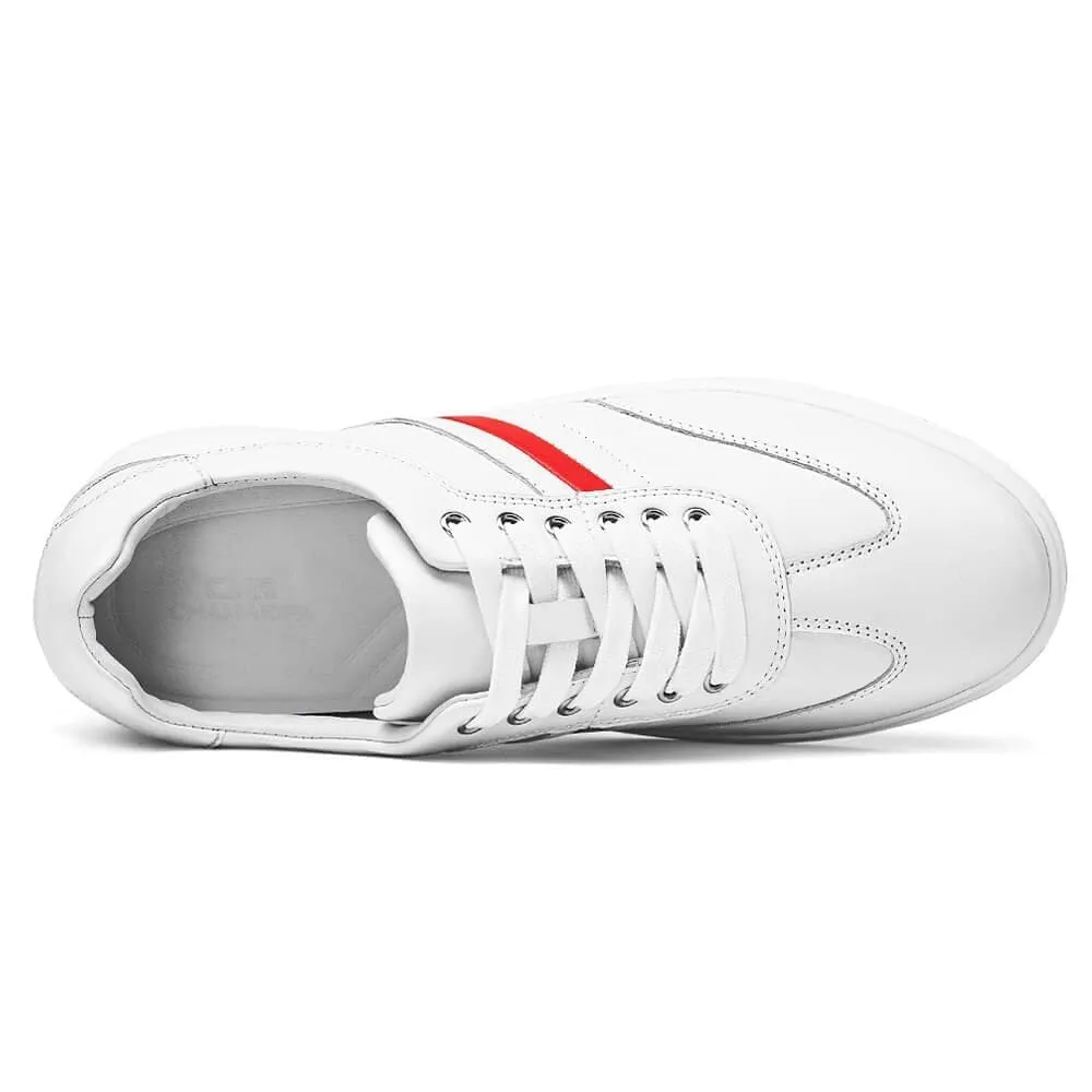 8 CM / 3.15 Inches CMR CHAMARIPA Height Increasing Shoes - White Leather Casual Elevator Sneakers - Boost Your Height by 3.15 Inches