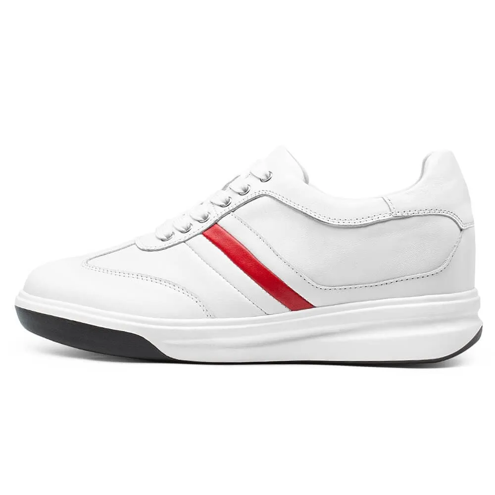 8 CM / 3.15 Inches CMR CHAMARIPA Height Increasing Shoes - White Leather Casual Elevator Sneakers - Boost Your Height by 3.15 Inches