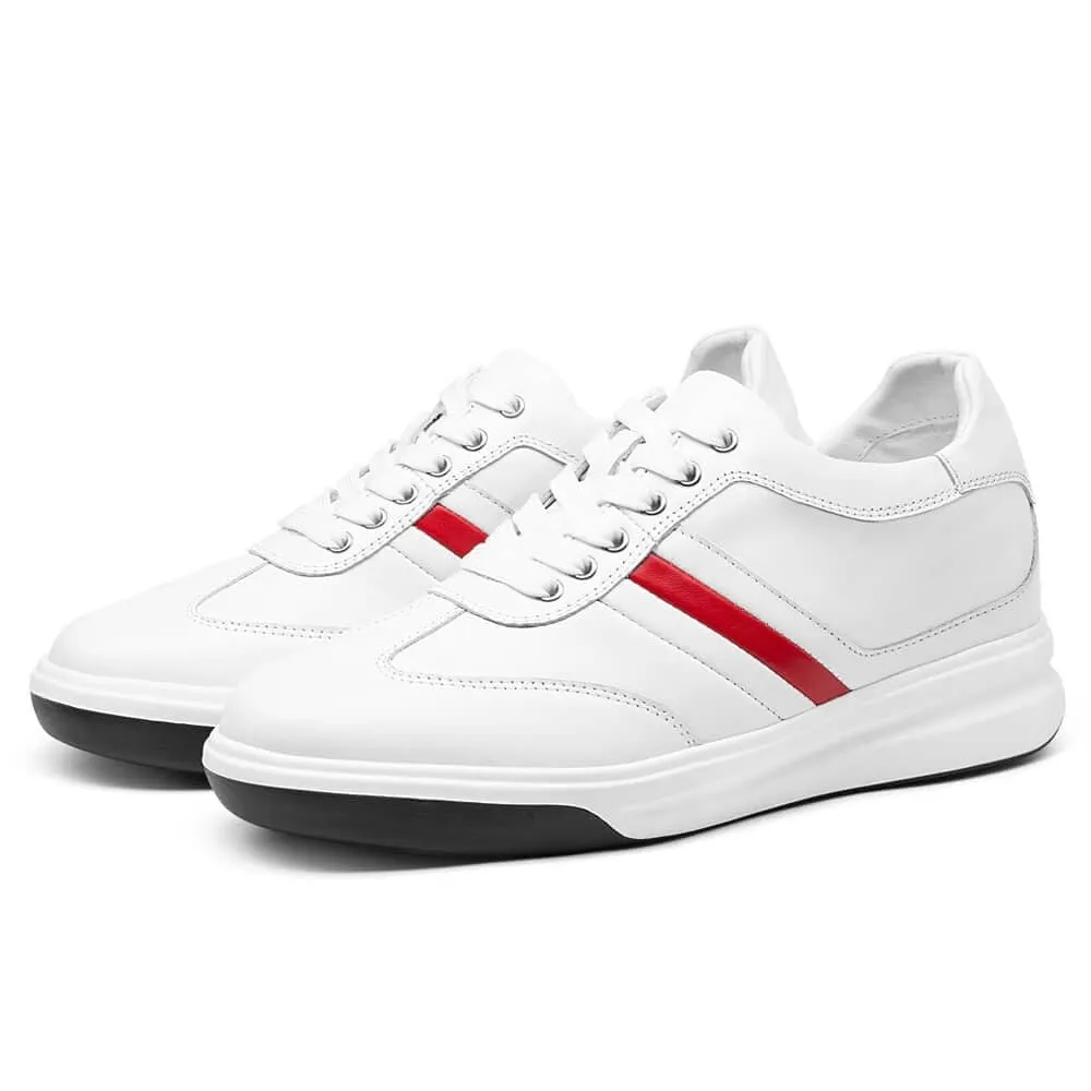 8 CM / 3.15 Inches CMR CHAMARIPA Height Increasing Shoes - White Leather Casual Elevator Sneakers - Boost Your Height by 3.15 Inches