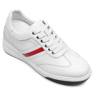 8 CM / 3.15 Inches CMR CHAMARIPA Height Increasing Shoes - White Leather Casual Elevator Sneakers - Boost Your Height by 3.15 Inches