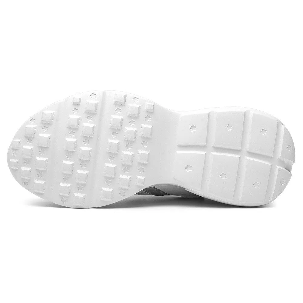 8 CM/3.15 Inches CMR CHAMARIPA Height Increasing Shoes for Ladies - White Elastic Fabric Sneakers