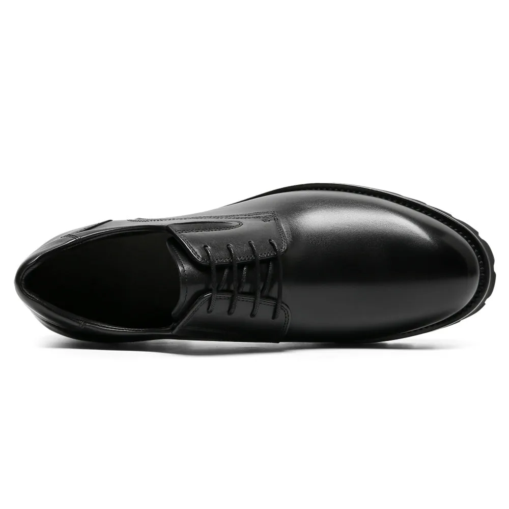 8 CM/3.15 Inches CMR CHAMARIPA Men’s Black Leather Elevator Derby Shoes