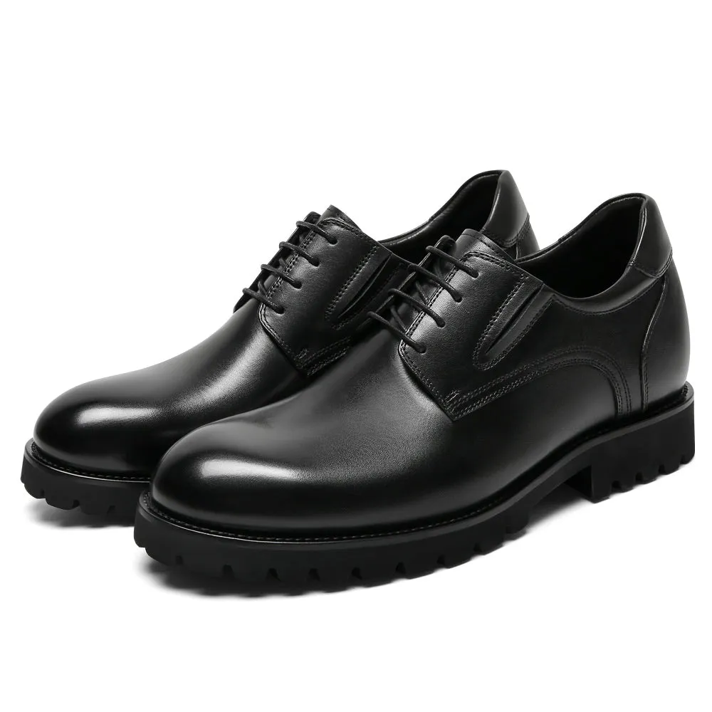 8 CM/3.15 Inches CMR CHAMARIPA Men’s Black Leather Elevator Derby Shoes