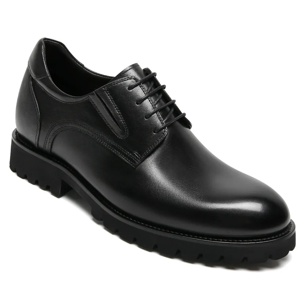 8 CM/3.15 Inches CMR CHAMARIPA Men’s Black Leather Elevator Derby Shoes