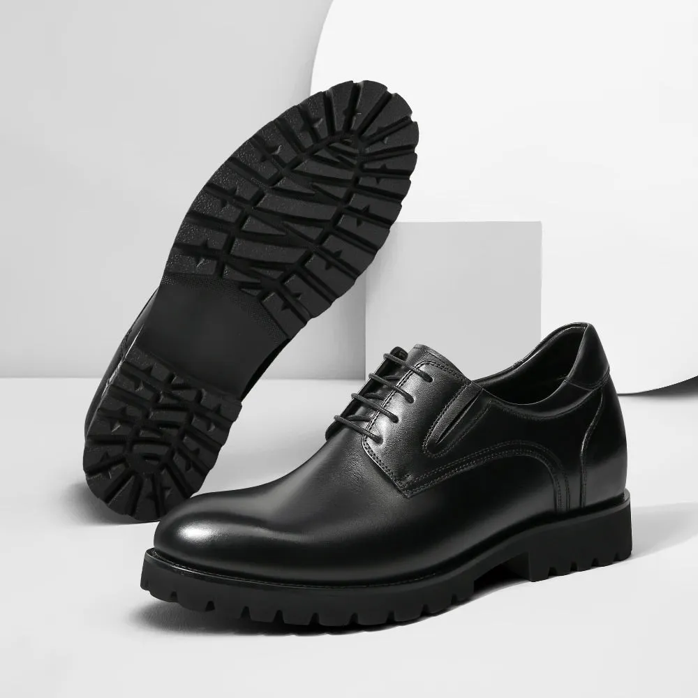 8 CM/3.15 Inches CMR CHAMARIPA Men’s Black Leather Elevator Derby Shoes