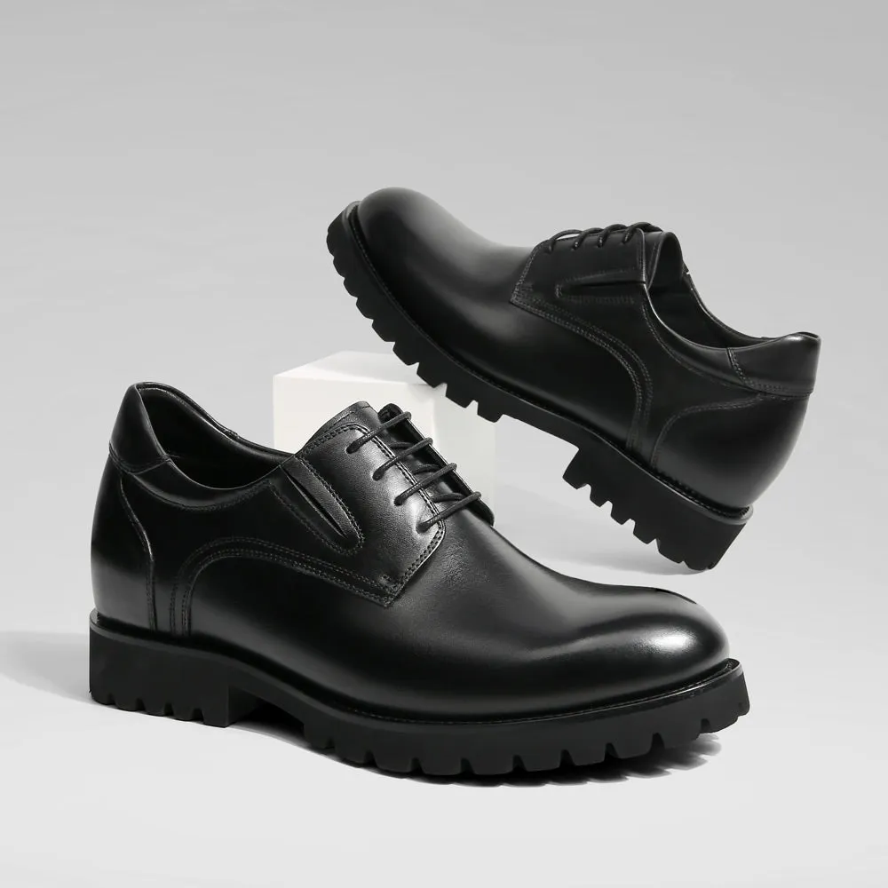 8 CM/3.15 Inches CMR CHAMARIPA Men’s Black Leather Elevator Derby Shoes