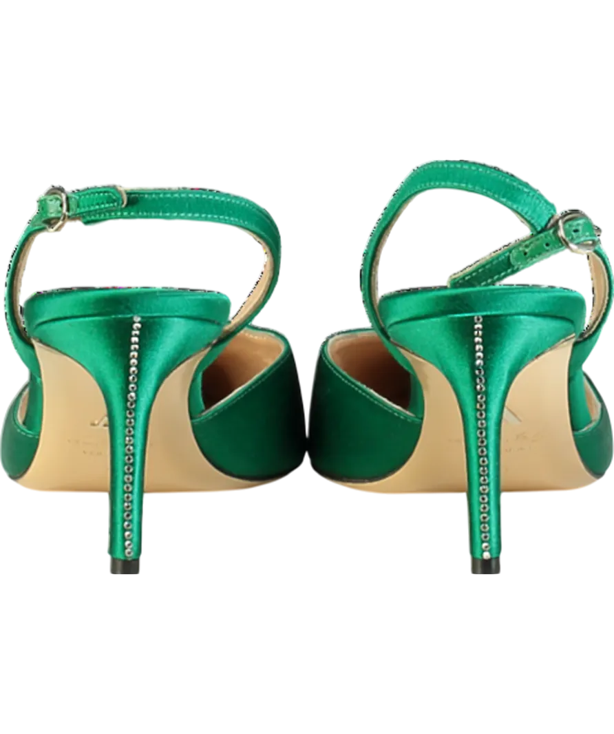 A by Anabelle Green 'a Drink For Two" Emerald Slingback Heels UK 8 EU 41 👠