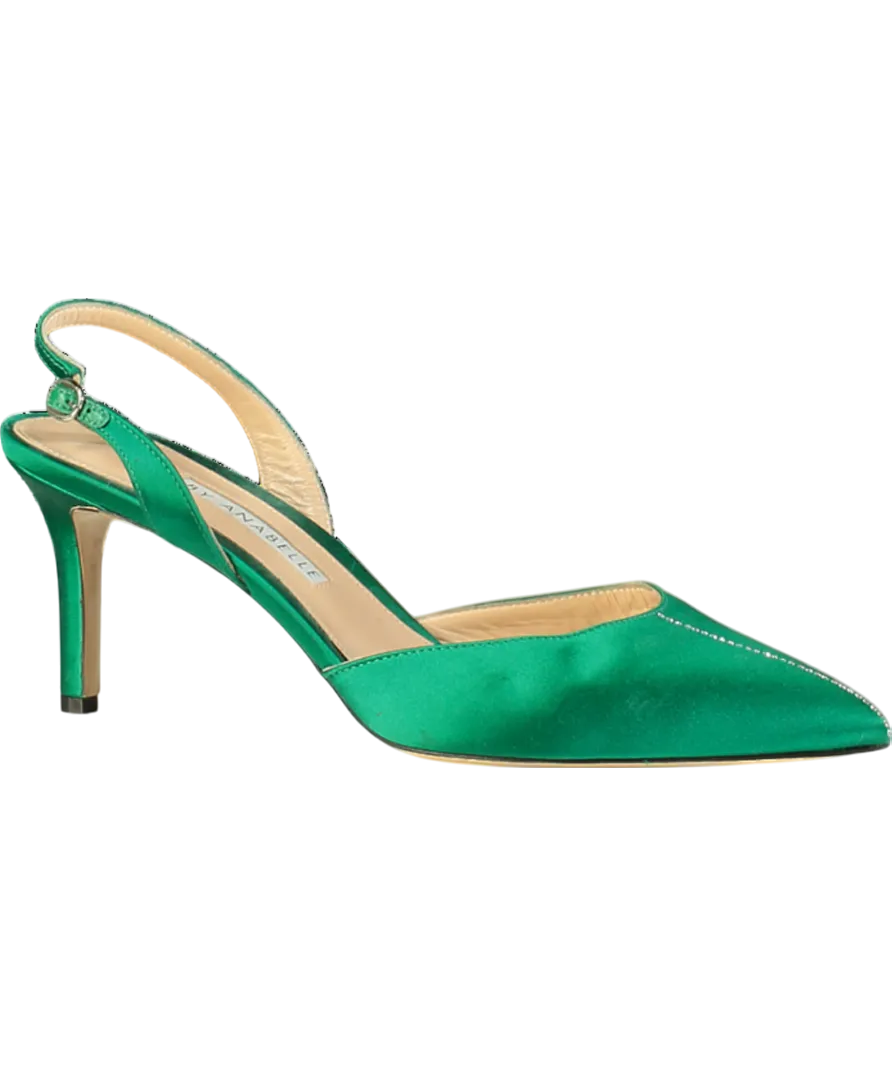 A by Anabelle Green 'a Drink For Two" Emerald Slingback Heels UK 8 EU 41 👠