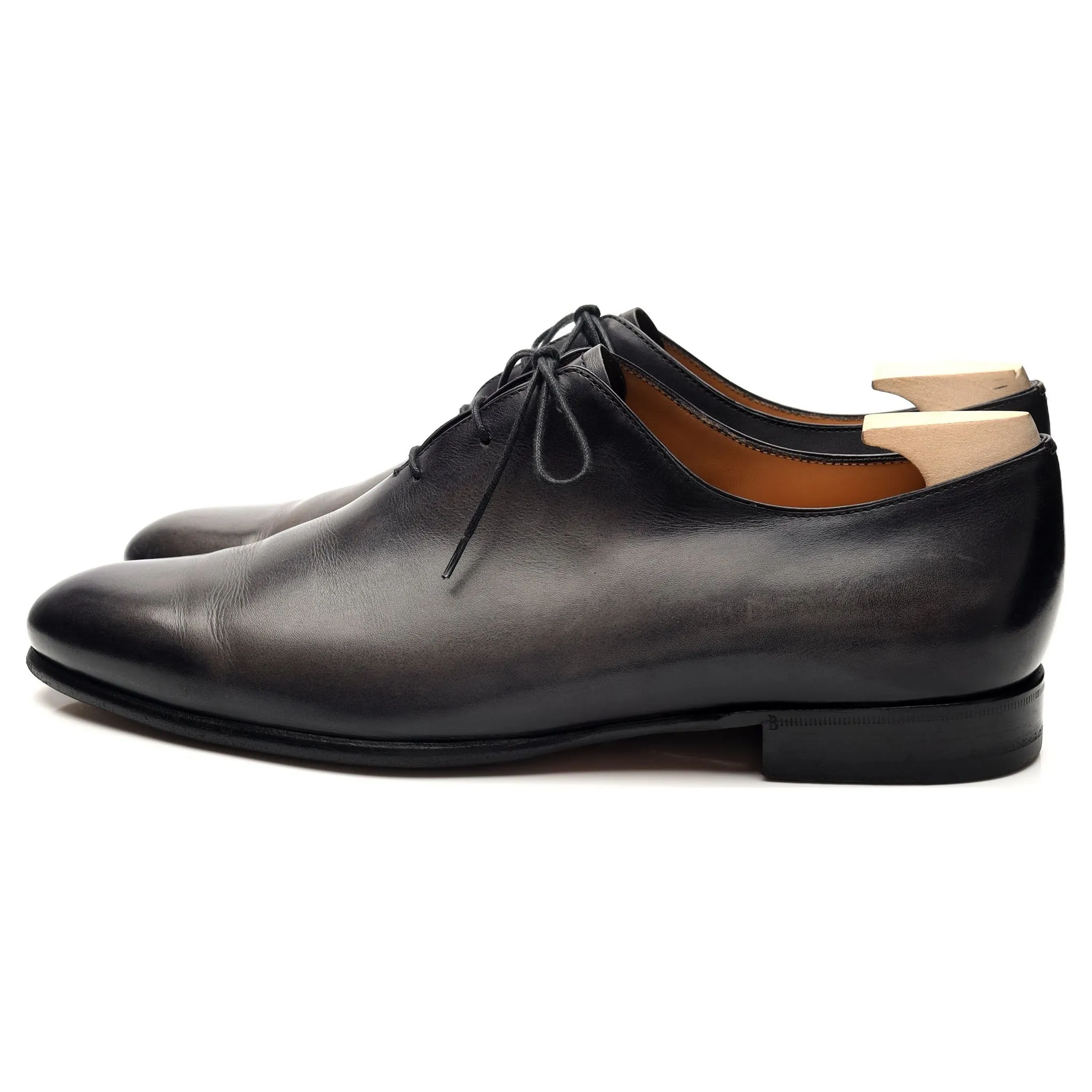 'Alessandro Galet Scritto' Black Patina Leather Wholecut Oxford UK 8