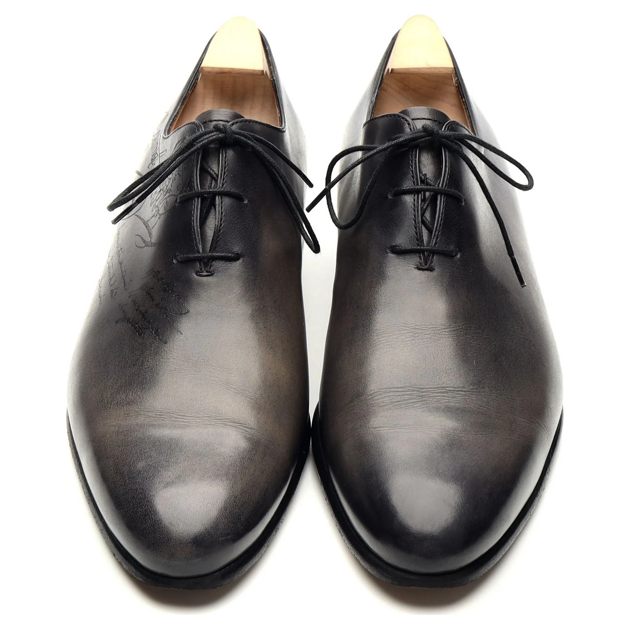 'Alessandro Galet Scritto' Black Patina Leather Wholecut Oxford UK 8