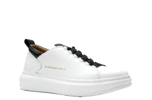 Alexander Smith Men's White & Black Leather Sneakers 80WBK - 30% OFF