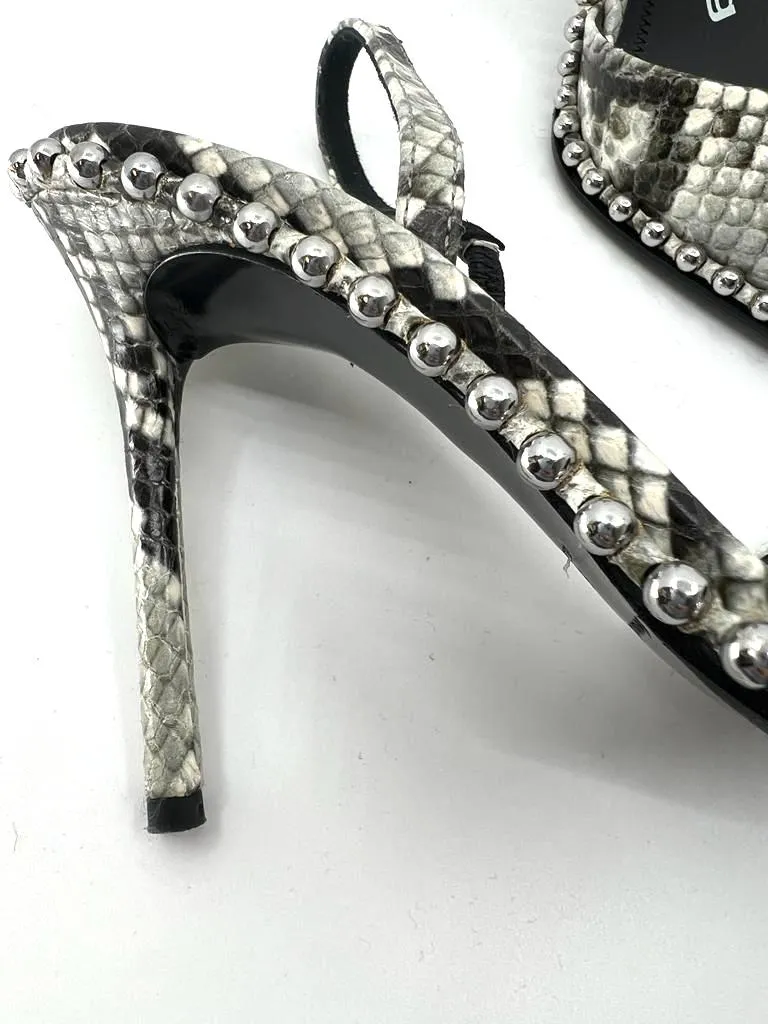 ALEXANDER WANG RINA SNAKE EFFECT LEATHER SLINGBACK PUMPS