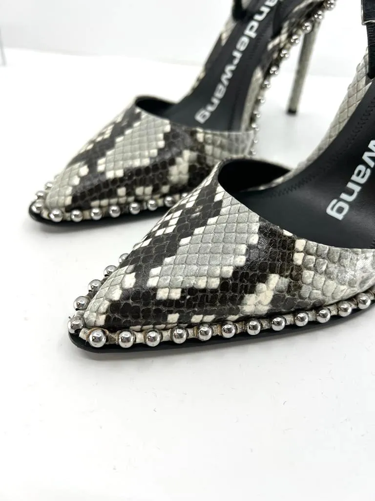 ALEXANDER WANG RINA SNAKE EFFECT LEATHER SLINGBACK PUMPS