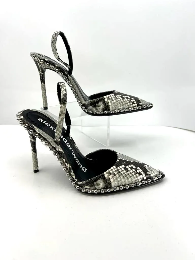 ALEXANDER WANG RINA SNAKE EFFECT LEATHER SLINGBACK PUMPS