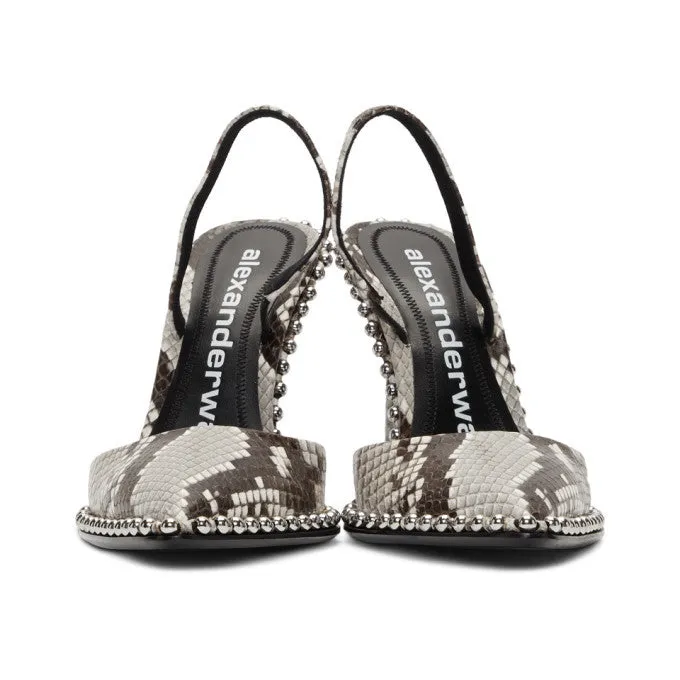ALEXANDER WANG RINA SNAKE EFFECT LEATHER SLINGBACK PUMPS