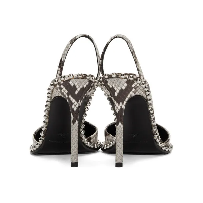 ALEXANDER WANG RINA SNAKE EFFECT LEATHER SLINGBACK PUMPS