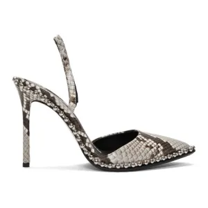 ALEXANDER WANG RINA SNAKE EFFECT LEATHER SLINGBACK PUMPS