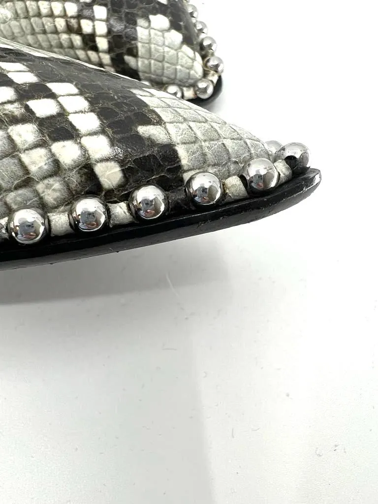 ALEXANDER WANG RINA SNAKE EFFECT LEATHER SLINGBACK PUMPS