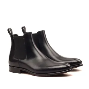 Ambrogio Men's Handmade Custom Made Shoes Black Calf-Skin Leather Chelsea Boots (AMB1014)