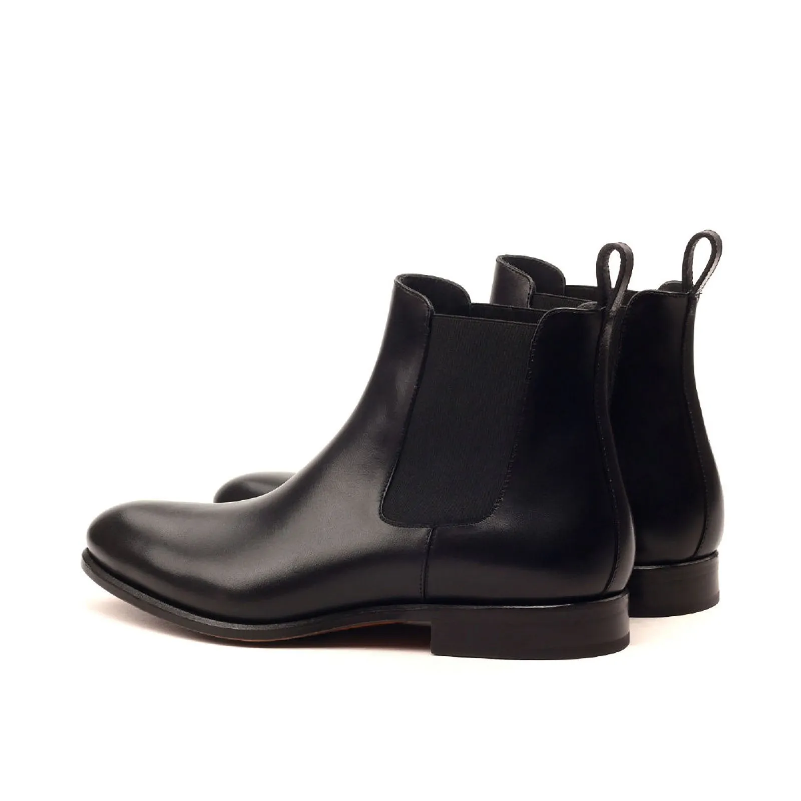 Ambrogio Men's Handmade Custom Made Shoes Black Calf-Skin Leather Chelsea Boots (AMB1014)