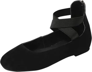 AMDBEL Flats for Women Dressy Comfortable, Women's Ballet Flats Shoes Walking Shoes Breathable Crochet Knit Mesh Round Toe Slip On Casual Ballet Flats Dress Shoes Low Wedge Shoes