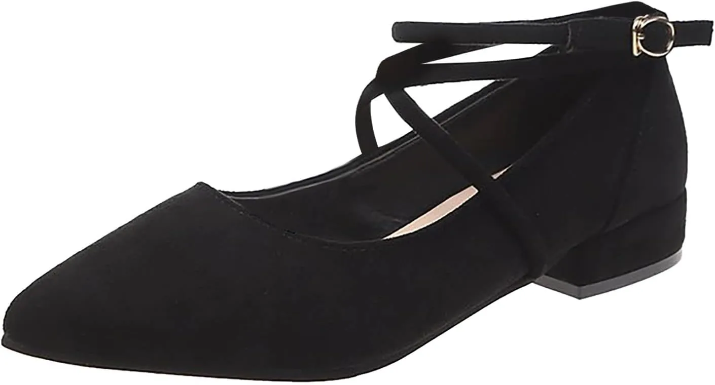 AMDBEL High Heels for Flat Feet Women, Women's High Heels Ballet Flats Patent Leather Pointed Toe Stiletto Slip On Dress Pump Shoes for Women Ladies Bridal Wedding Birthday Party Low Heel Pump Shoes