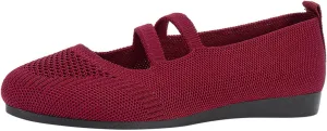 AMDBEL Women's Ballet Flats Shoes Walking Shoes Breathable Crochet Knit Mesh Round Toe Slip On Casual Ballet Flats Dress Shoes Double Strap Low Wedge Shoes, Pink Flats Shoes Women Dressy Comfortable
