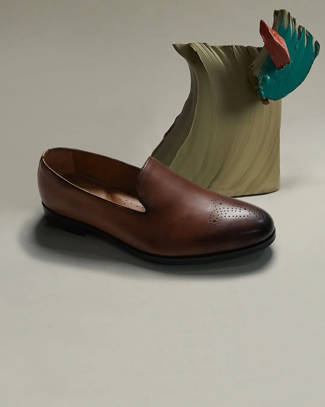 Amigo - Men's Beige Patina Calf Leather Loafer