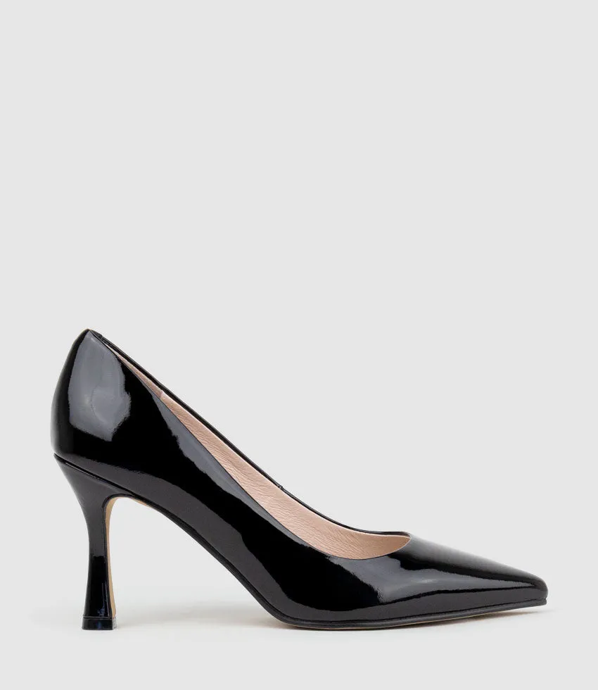 AMOS85 Pump with Louis Heel in Black Patent