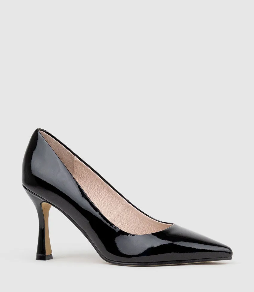 AMOS85 Pump with Louis Heel in Black Patent