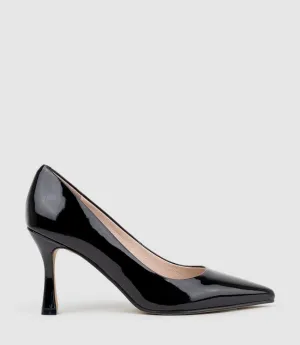 AMOS85 Pump with Louis Heel in Black Patent
